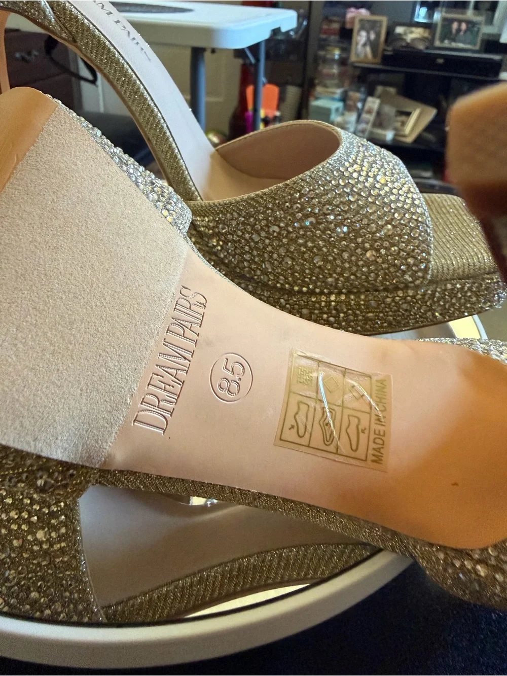 Dream Pairs Gold Glitter Platform Sandal with Ankle Strap